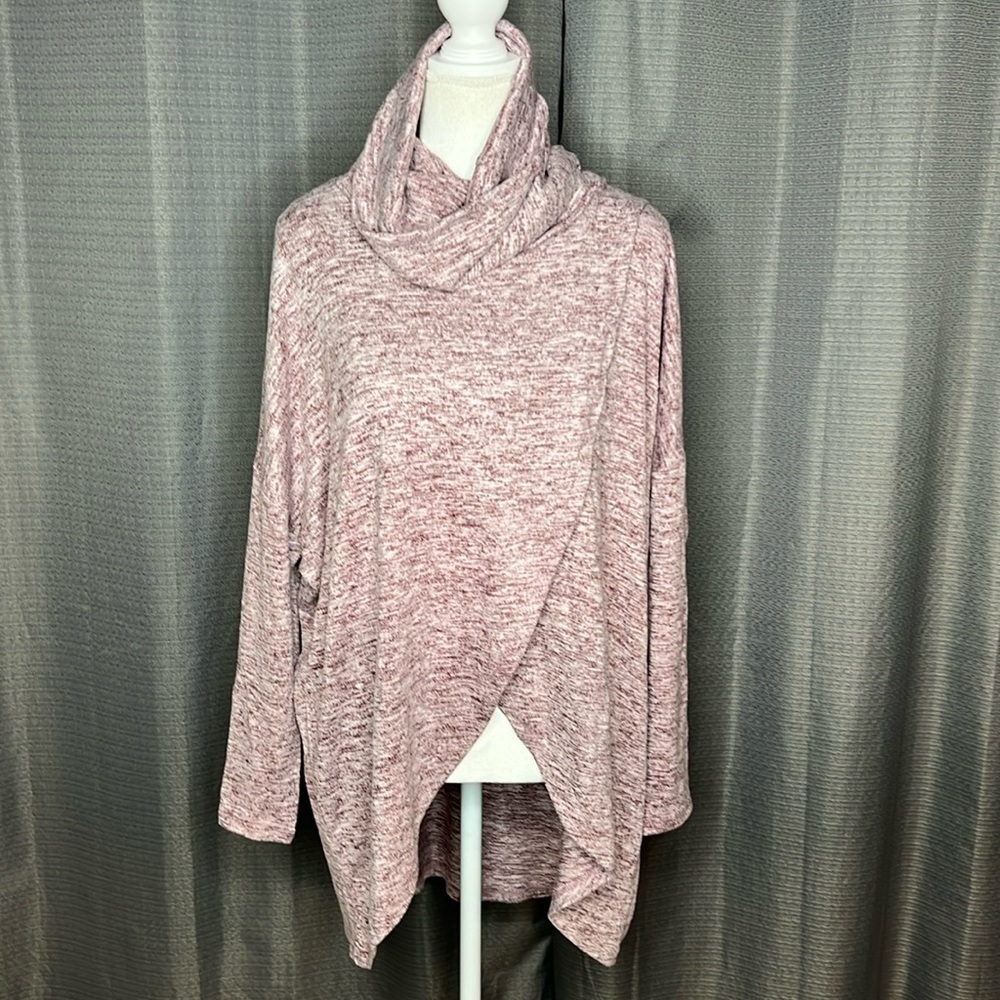 WONDERLAND BY ORANGE PURPLE MARBLE LONG SLEEVE ASYMMETRICAL SWEATER Medium NEW